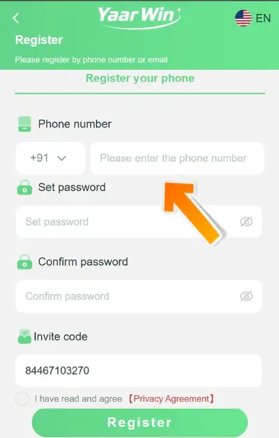 YaarWin Game register